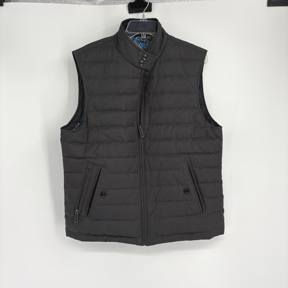 TED BAKER London Charcoal Gray Dylan Trim Fit Quilted Down Sleeveless Vest 5 XL